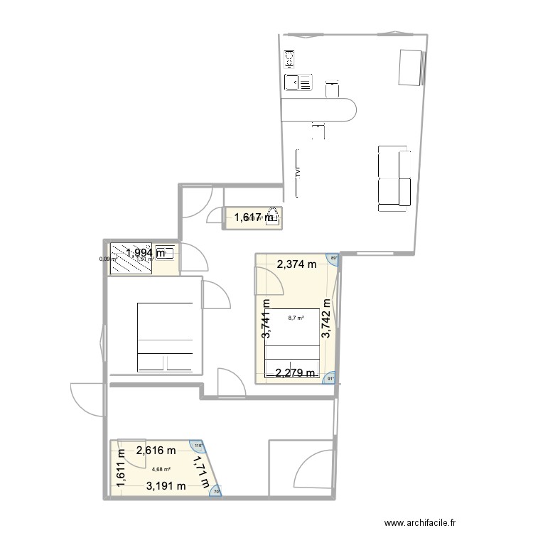 Plan Appart T1. Plan de 0 pièce et 0 m2 Plan Appart T1. Plan de 0 pièce et 0 m2