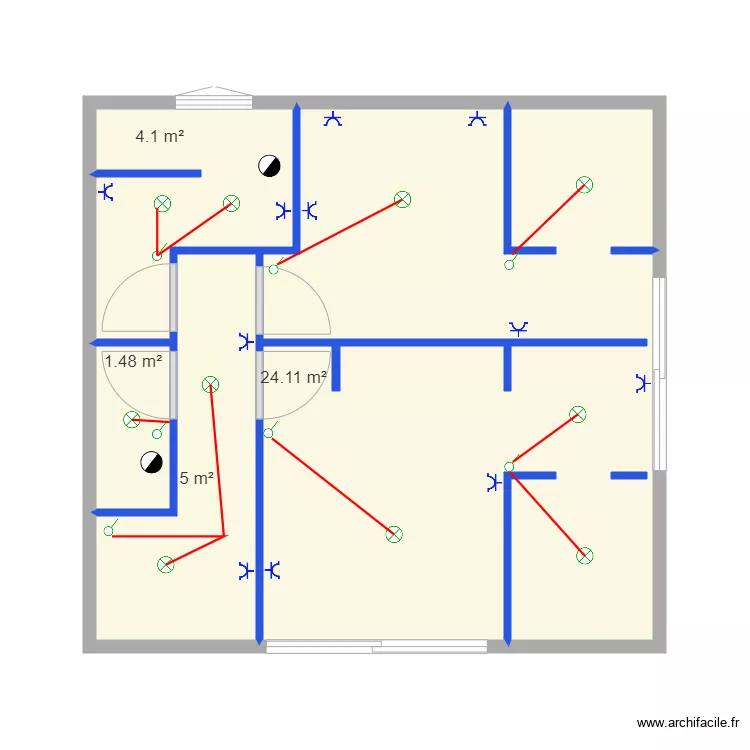 DOUDA ELECTRICITE. Plan de 4 pièces et 35 m² DOUDA ELECTRICITE. Plan de 4 pièces et 35 m²