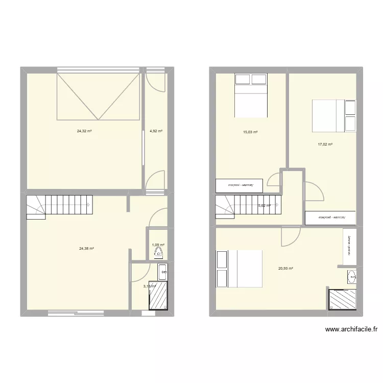 extention. Plan de 9 pièces et 116 m²