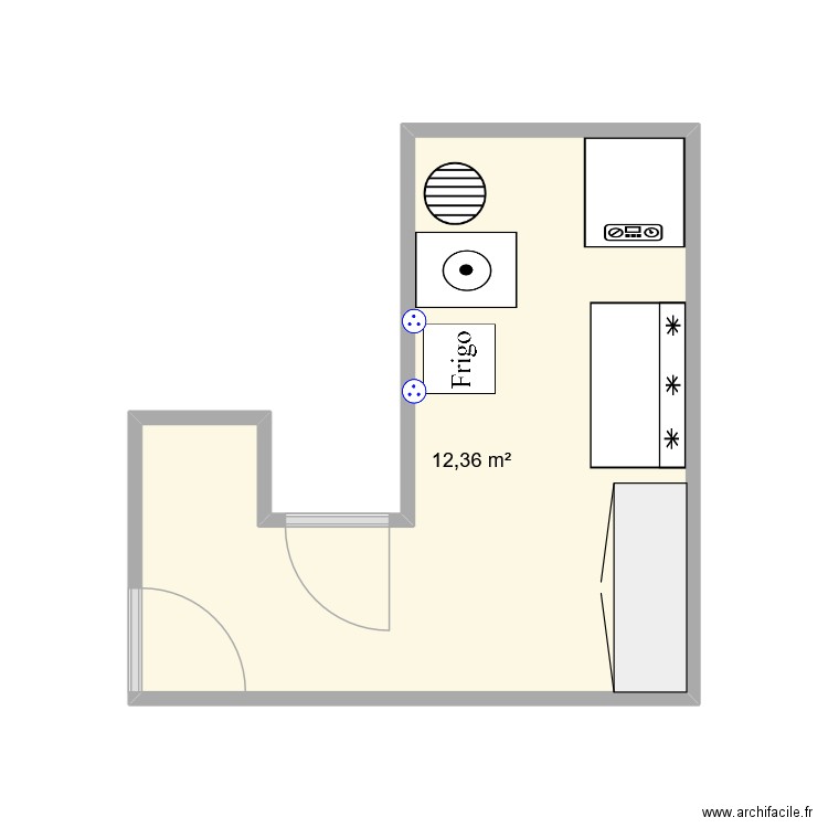 Buanderie 1. Plan de 1 pièce et 12 m2