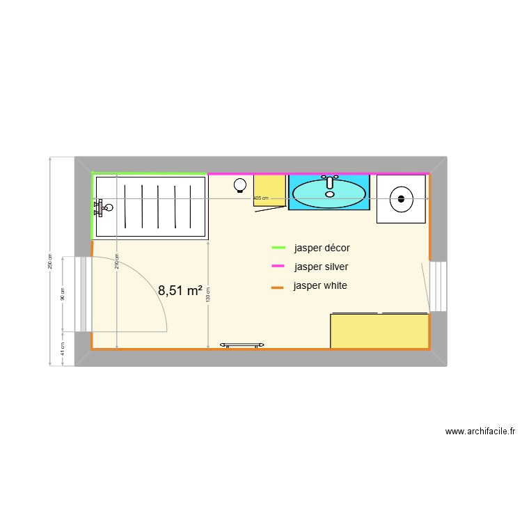 GAY. Plan de 1 pièce et 9 m2