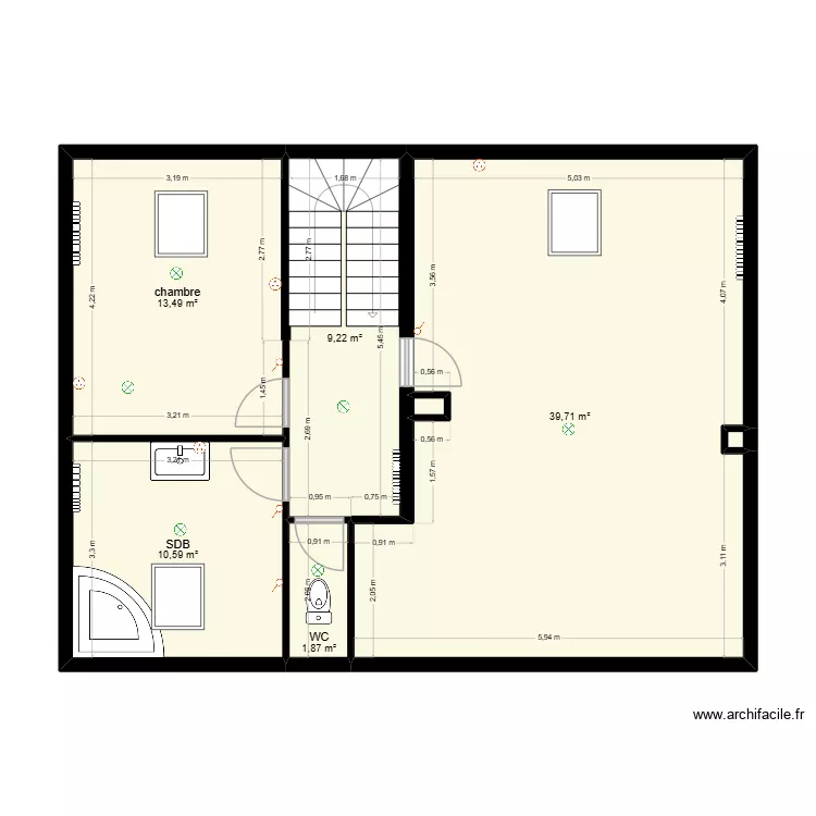 Carpentier - R+1 existant. Plan de 