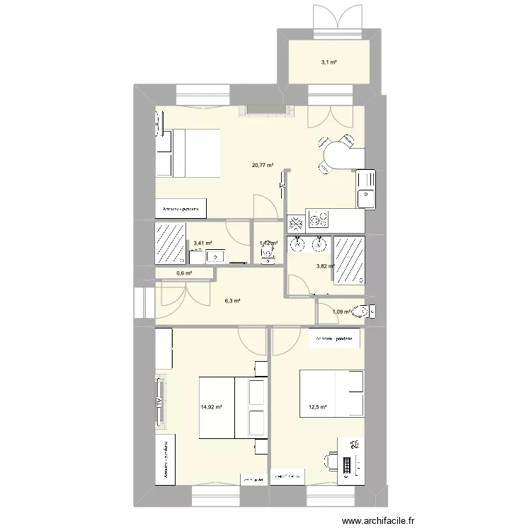 Appartement modifier 2. Plan de 