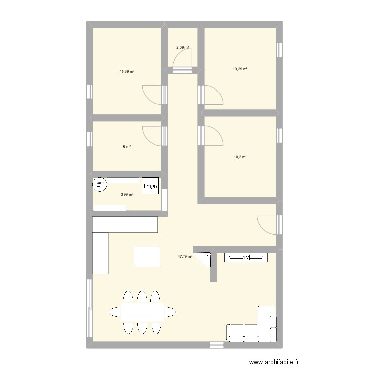 Plan. Plan de 7 pièces et 91 m2