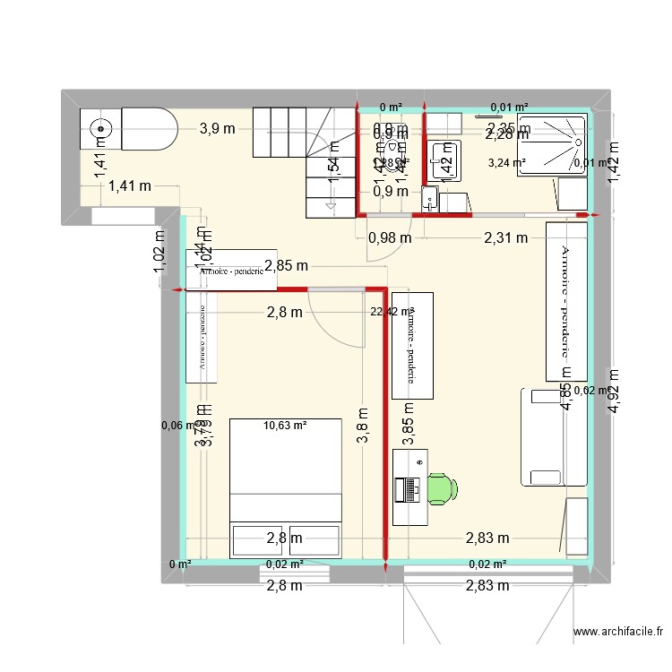Sous-sol. Plan de 12 pièces et 38 m2