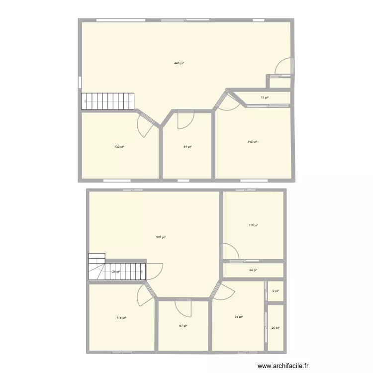 chalet. Plan de 14  et 148 m²