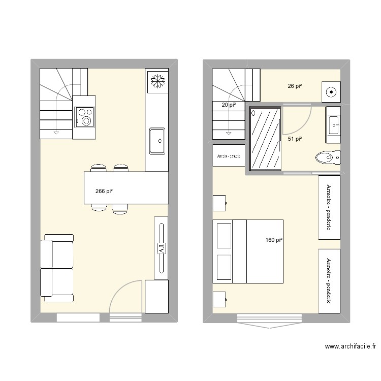 Agrandissement. Plan de 6 pièces et 73 m2