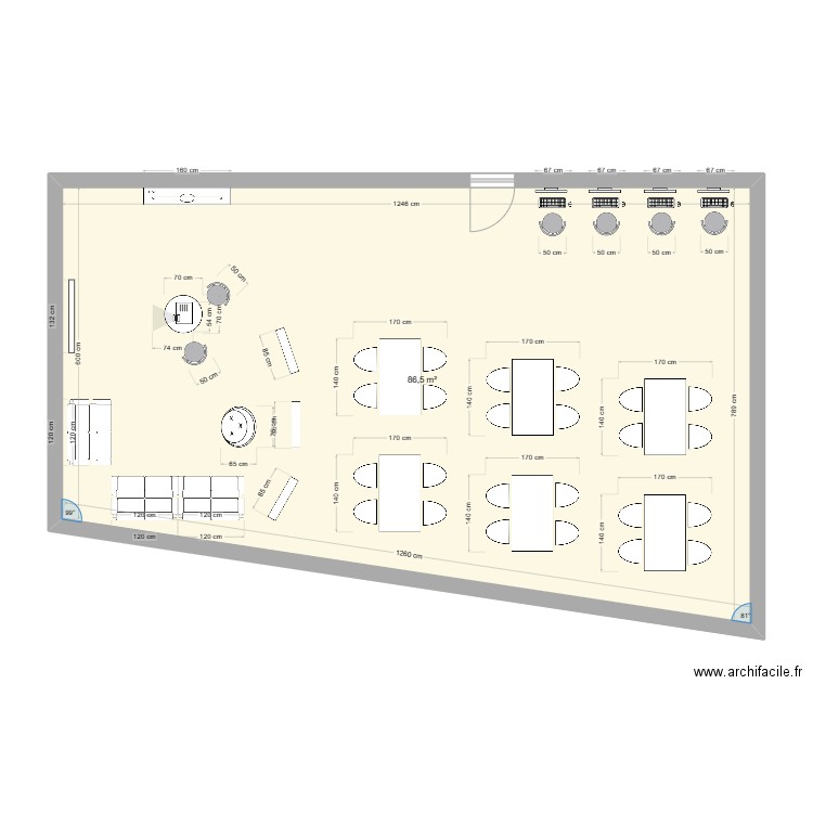 Salle BM. Plan de 1 pièce et 87 m2