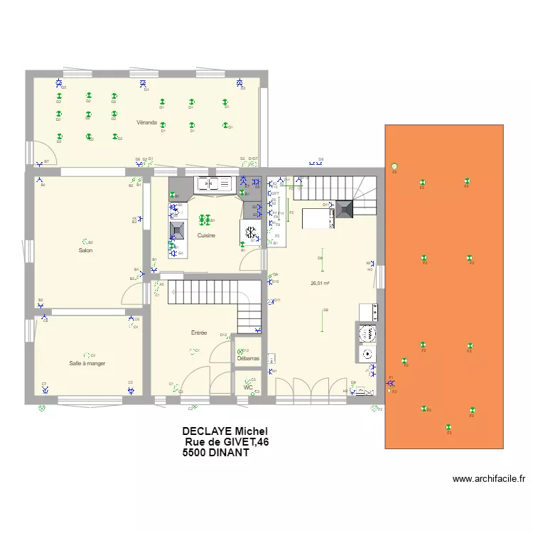 REZ DE CHAUSSEE Electricit&eacute;. Plan de 