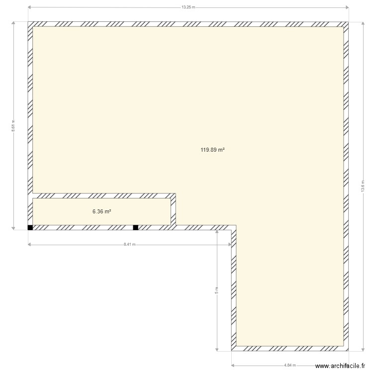st benoit dalle. Plan de 2 pièces et 126 m2