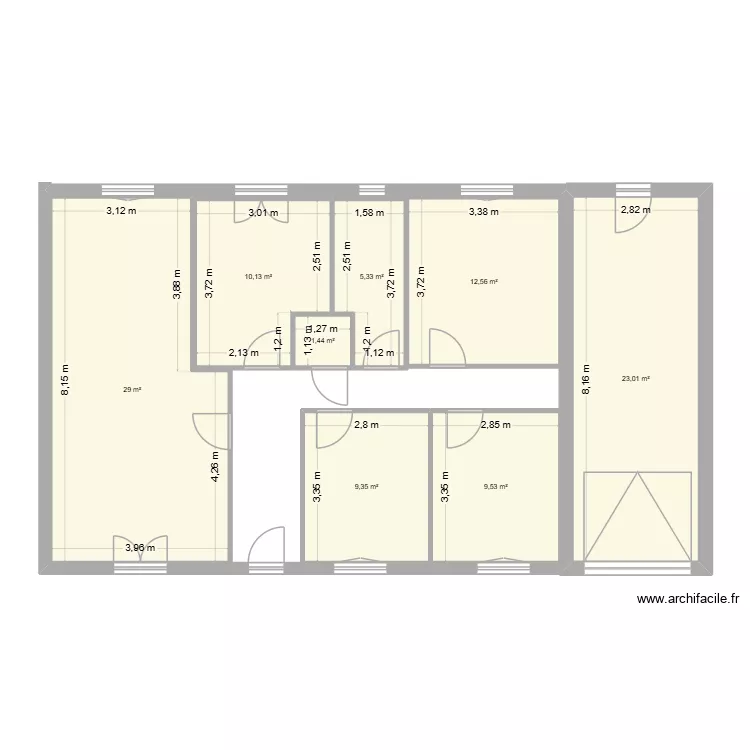 plan avant travaux v2. Plan de 8  et 100 m²