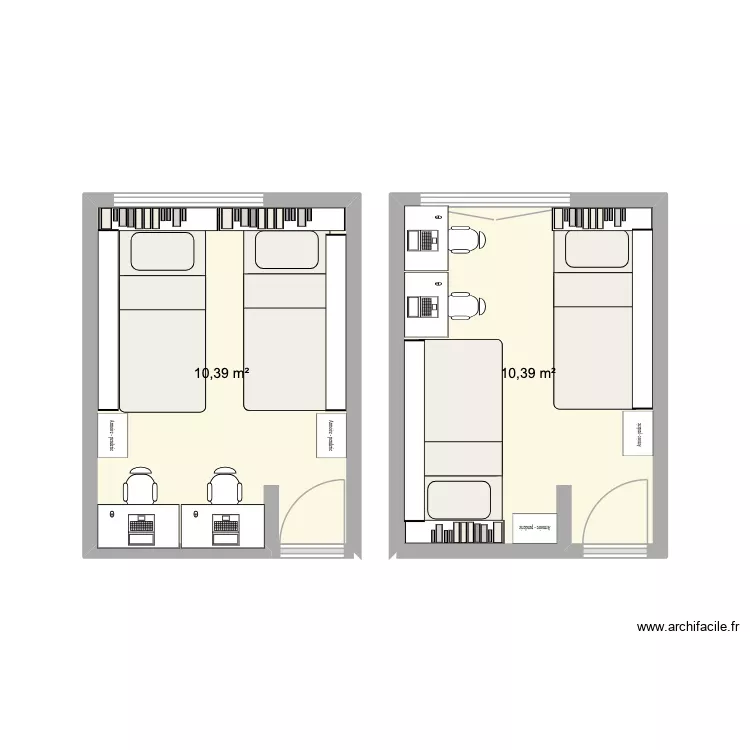 chambres. Plan de 2 Pièces et 21 m² chambres. Plan de 2 Pièces et 21 m²