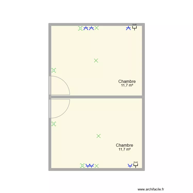 Plan &eacute;lectrique chambre 2 et 3 reims. Plan de 2  et 23 m²