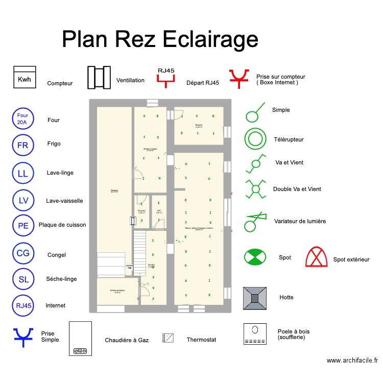 Rez Lum. Plan de 8 pièces et 171 m2