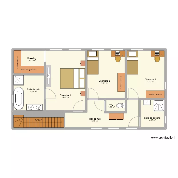 Lot 4 &eacute;tage Nandrin. Plan de 9  et 68 m²