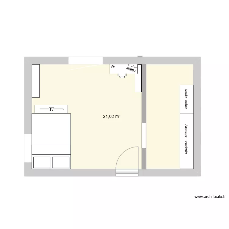 ma chambre. Plan de 1  et 21 m²
