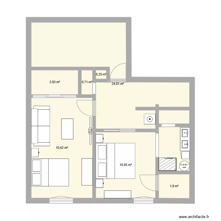chambre. Plan de 7  et 56 m²