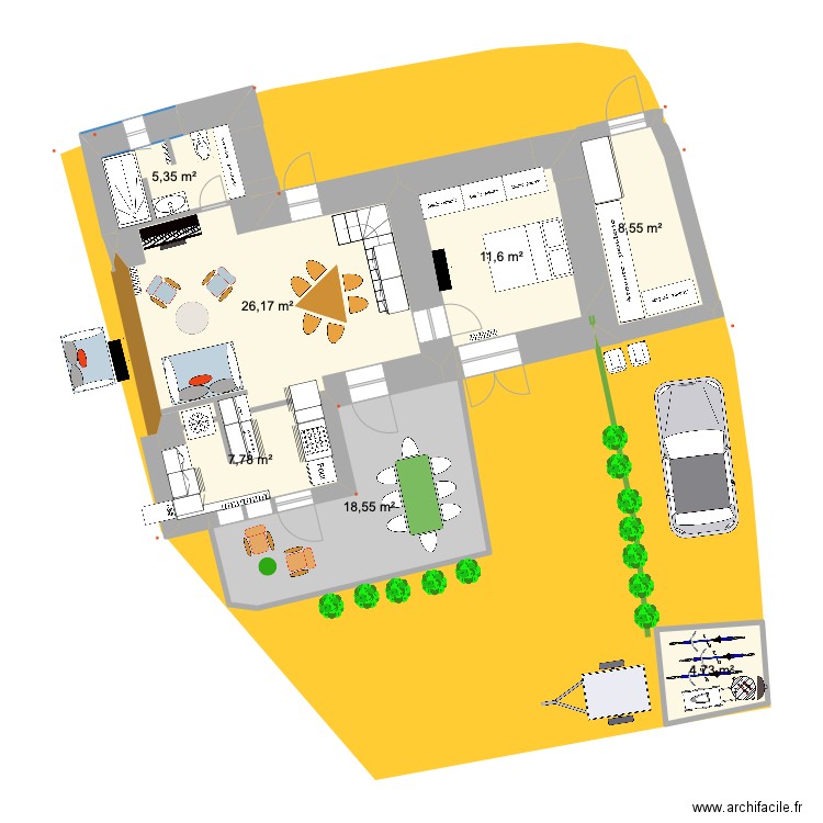 PRIEUX plan intérieur RDCoct. Plan de 7 pièces et 83 m2