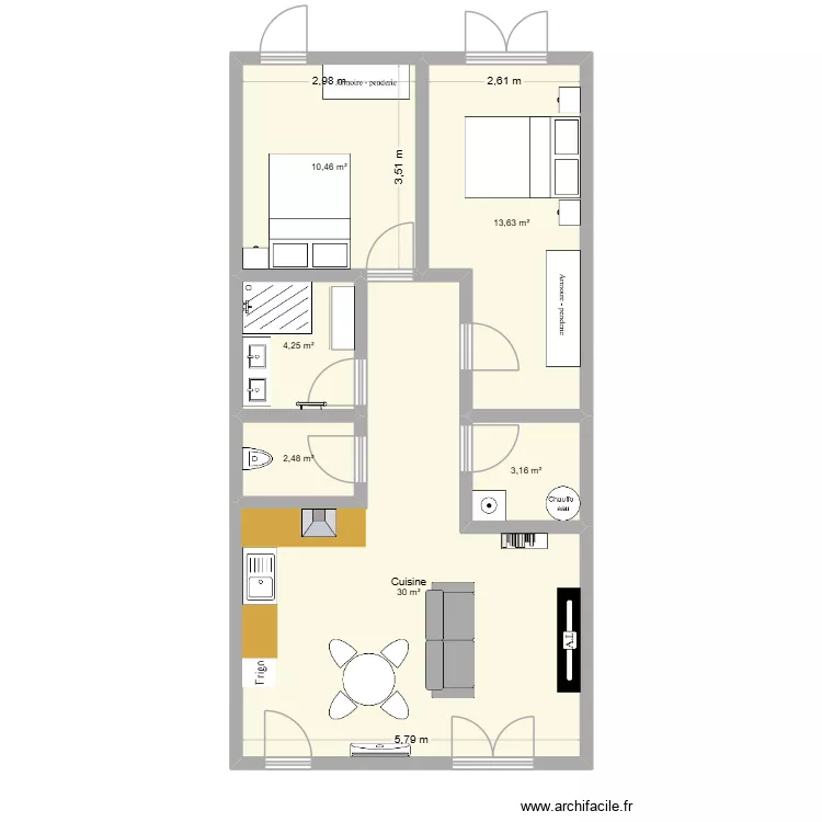 appart 78m2 st christol 1. Plan de 6  et 64 m²