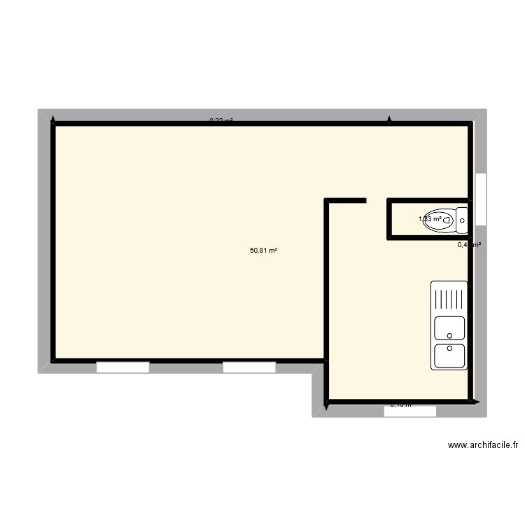 dono. Plan de 6 pièces et 53 m2