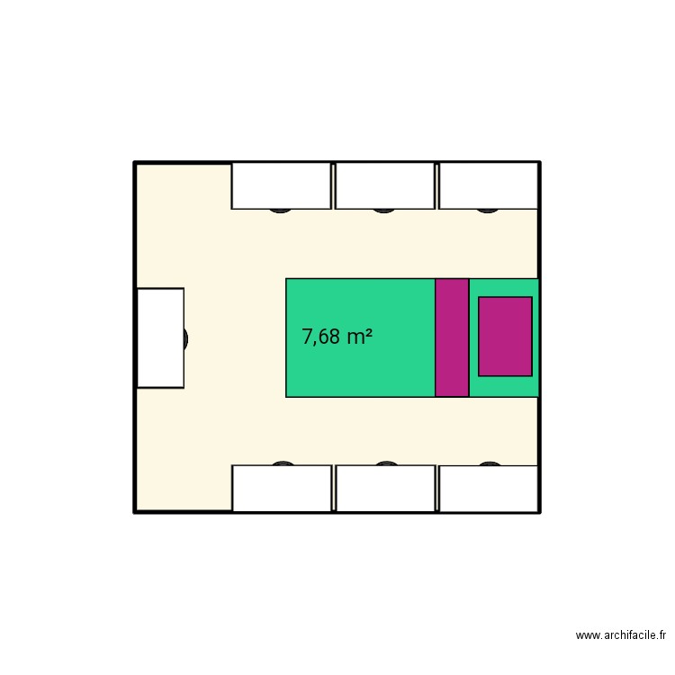 Atelier couture . Plan de 1 pièce et 8 m2