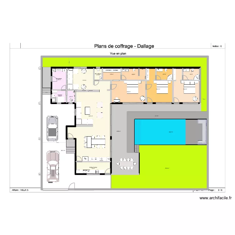 Villa 5 V6. Plan de 19  et 507 m²