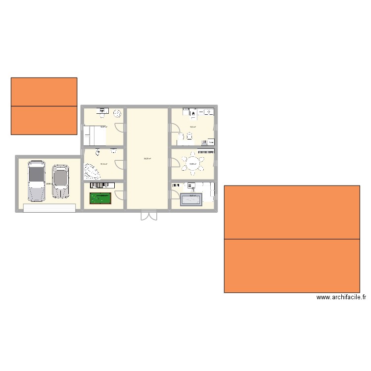 paffffffffffffffffffffffffffff. Plan de 8 pièces et 125 m2