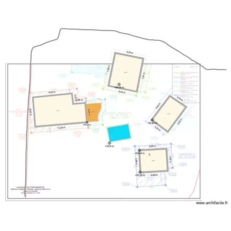 plan de masse 3. Plan de 4  et 151 m²