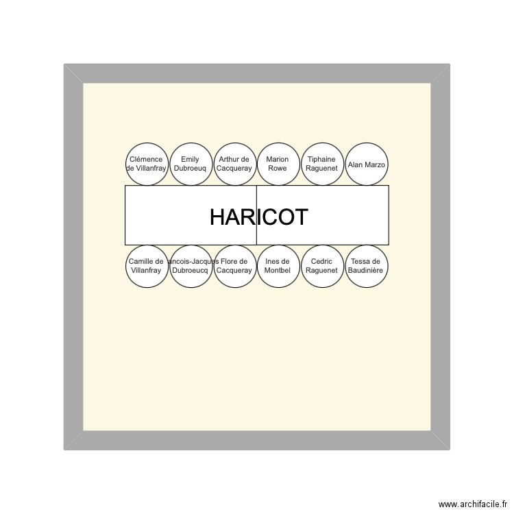 Haricot. Plan de 1 pièce et 23 m2