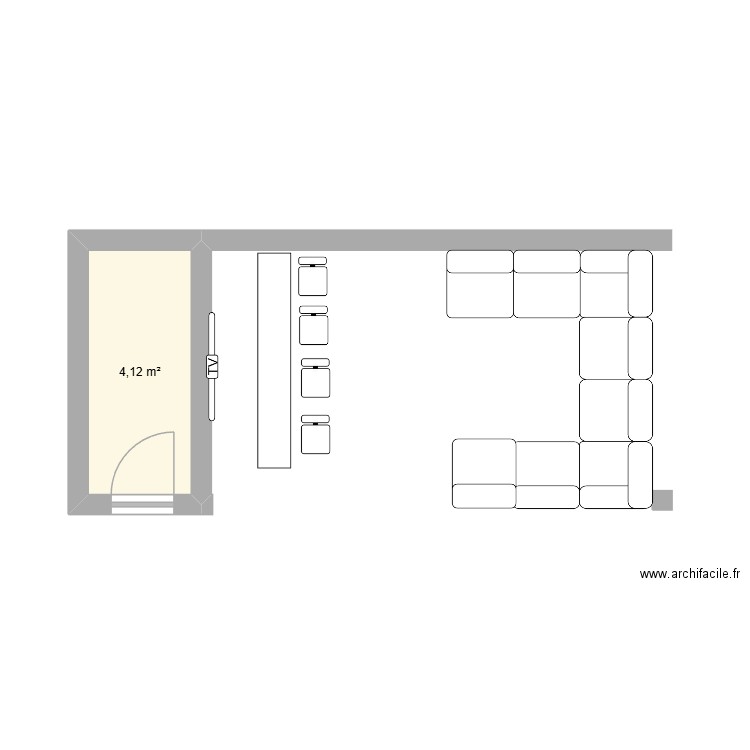 pool house. Plan de 1 pièce et 4 m2