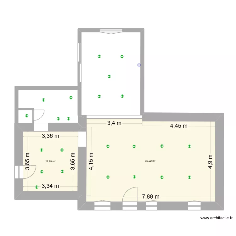 plan flav Eclairage. Plan de 2  et 51 m²