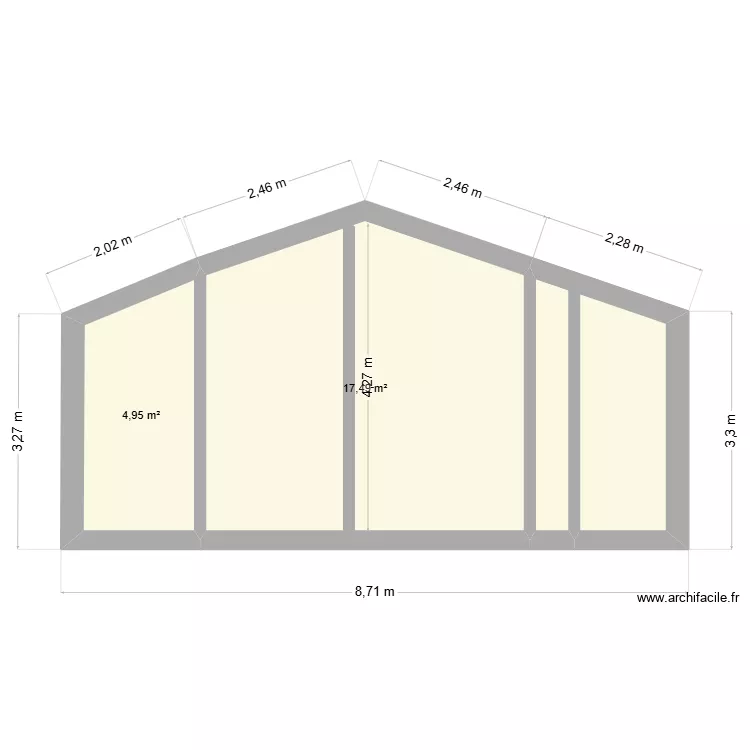 Charpente. Plan de 3  et 28 m²