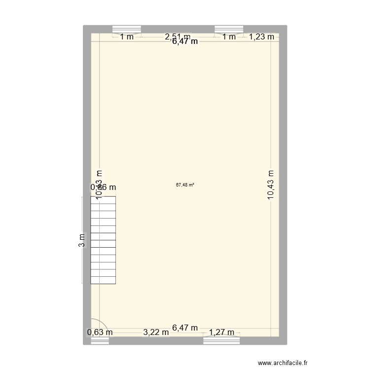 LIVET R+2. Plan de 1 pièce et 67 m2