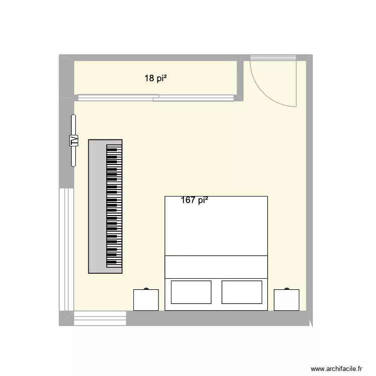 Chambre 2. Plan de 2  et 17 m²