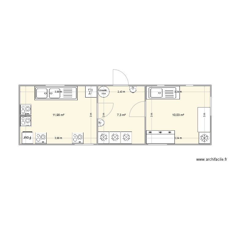 Labo transfo. Plan de 3 pièces et 29 m2