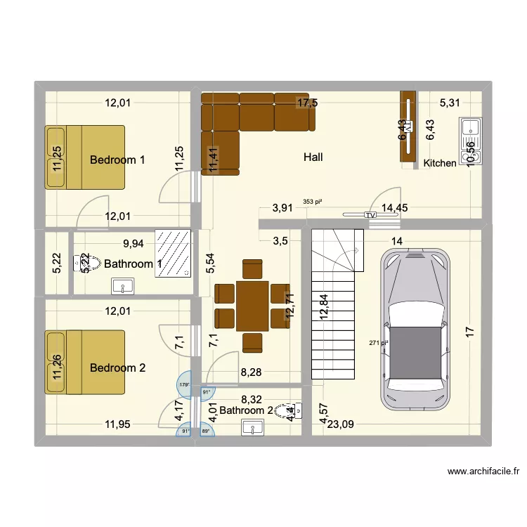 5marla. Plan de 6 Pièces et 89 m² 5marla. Plan de 6 Pièces et 89 m²