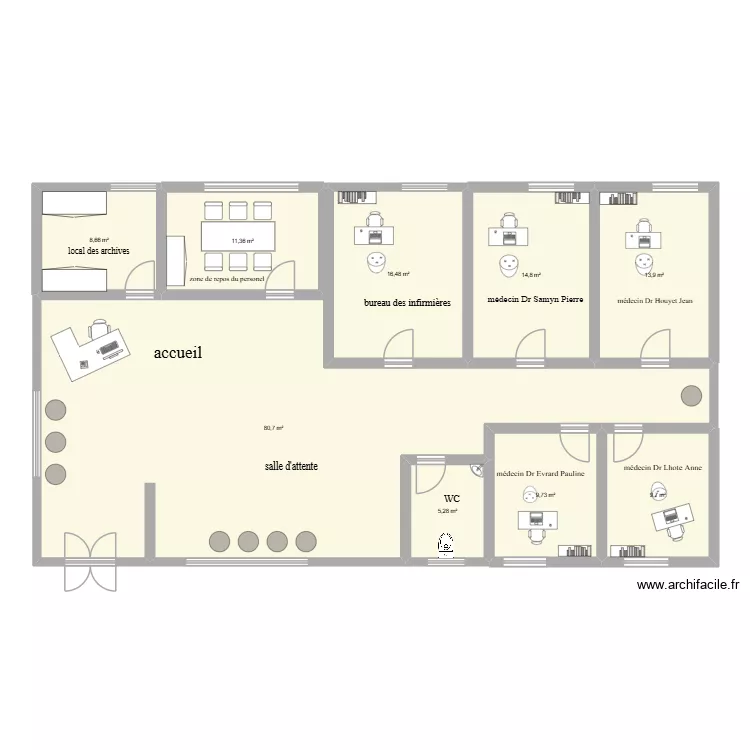 centre médical de maisiere. Plan de 9 Pièces et 171 m² centre médical de maisiere. Plan de 9 Pièces et 171 m²