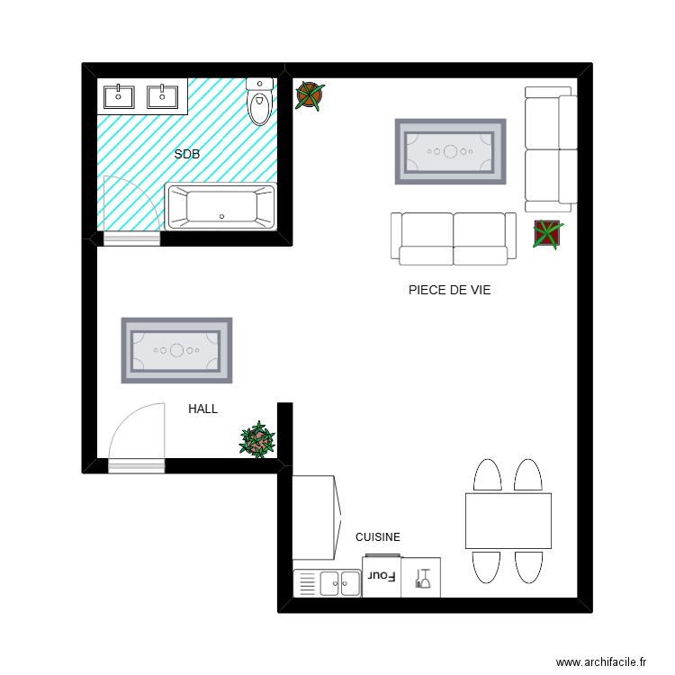 NERVIENS 135 - STUDIO. Plan de 2 pièces et 45 m2
