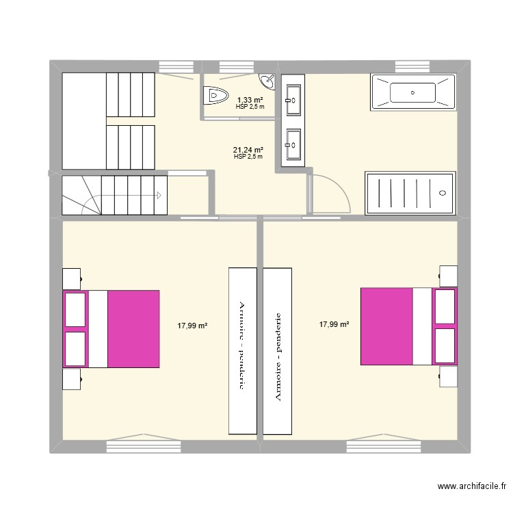 Maison Rafael. Plan de 4 pièces et 59 m2