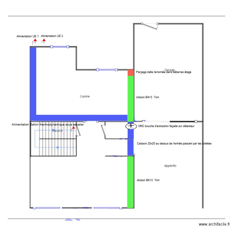 alimentation et passage de câble Laurie & Ludo maison. Plan de 0 pièce et 0 m2