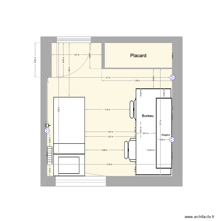 Projet bureau. Plan de 2 pièces et 10 m2