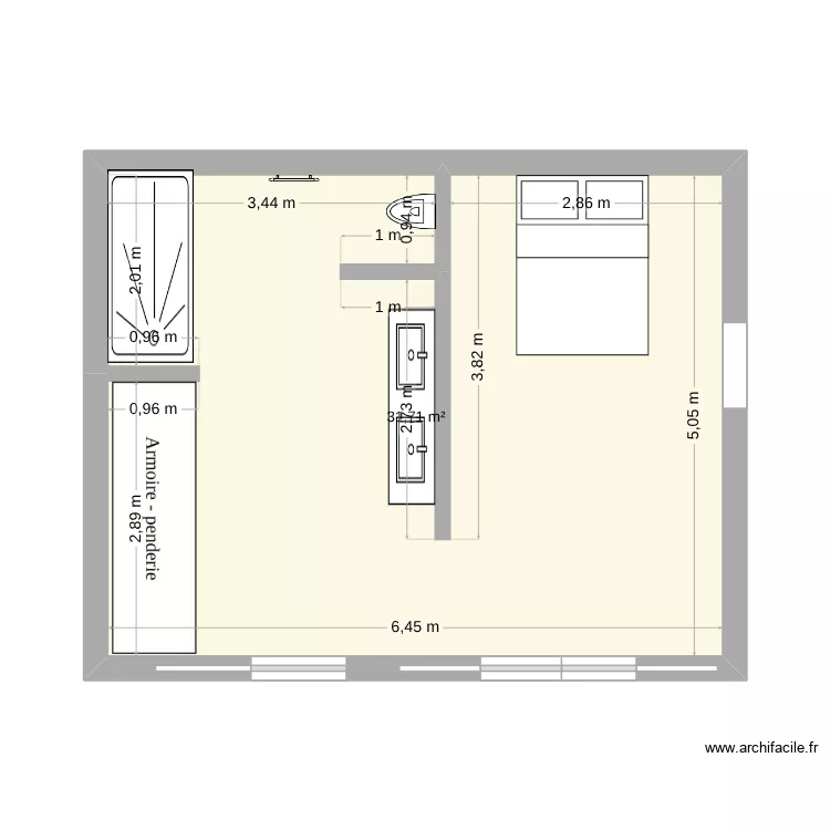 plan1 extension 27 Avril. Plan de 1  et 32 m²