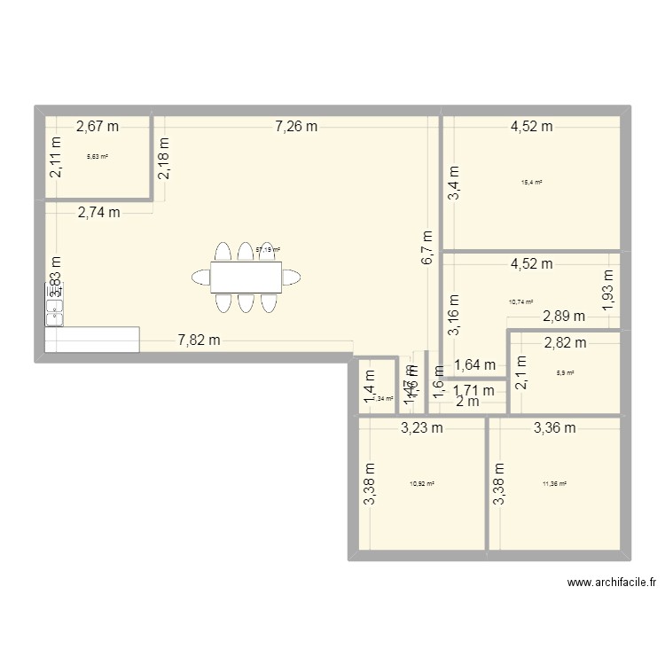 plan 2. Plan de 8 pièces et 118 m2