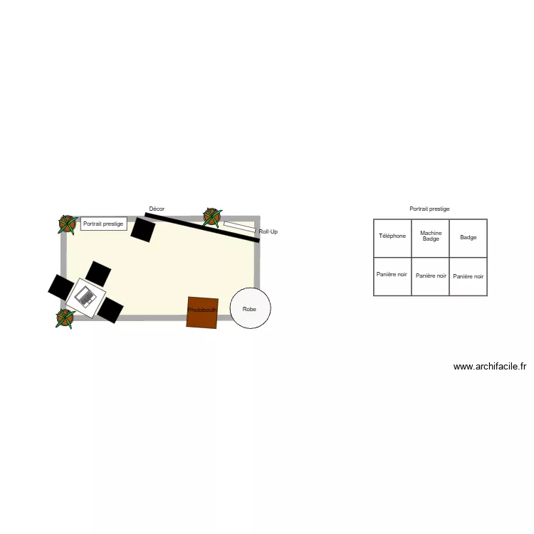 Salon du mariage. Plan de 1 Pièce et 8 m²
