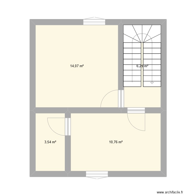 1er étage. Plan de 4 pièces et 35 m2