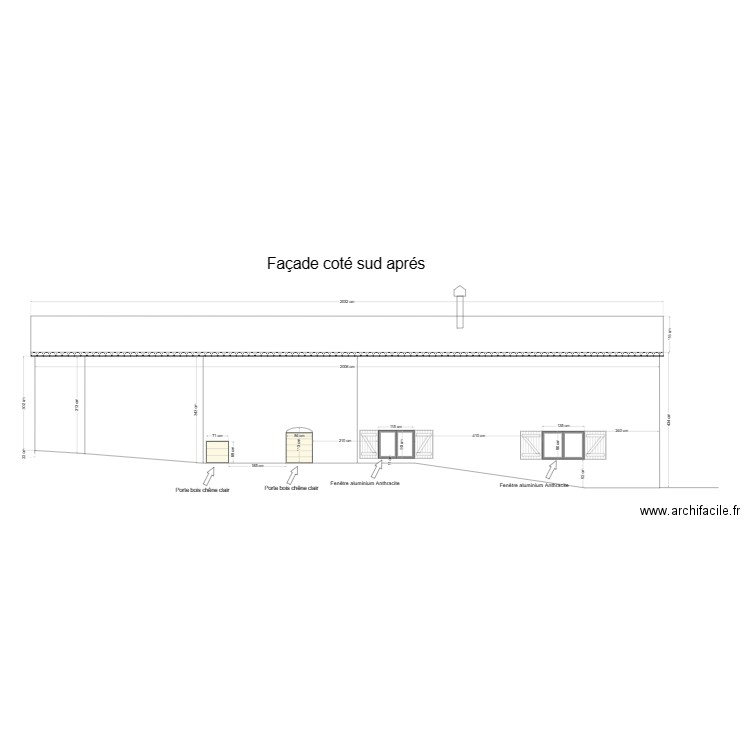 maison façade sud. Plan de 0 pièce et 0 m2