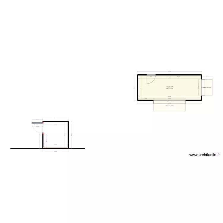 Buvette essential et service 20" - double hayons. Plan de 