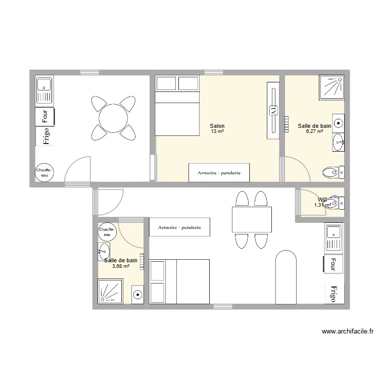 Division de 2 studio Aurillac. Plan de 0 pièce et 0 m2