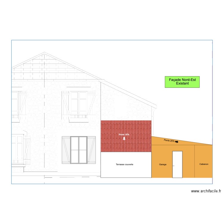 face arière existant. Plan de 0 pièce et 0 m2