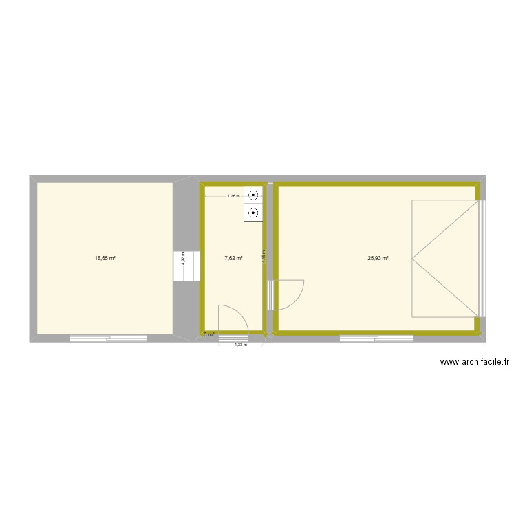 Extension garage 2025. Plan de 4 pièces et 52 m2